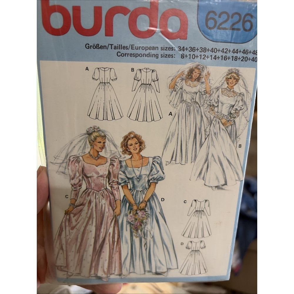 Vintage Wedding/Bridesmaid Dress Sewing Pattern 6226 Sz 8-40 Sealed Uncut Burda